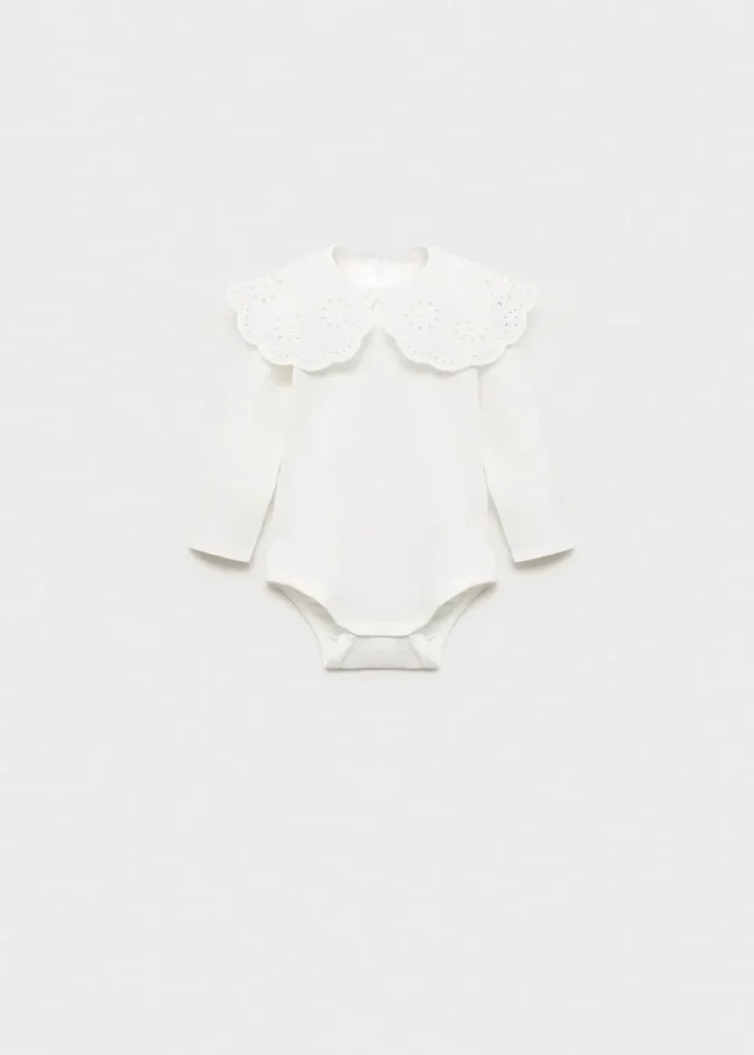 Body con collo babydoll ricamato Body con collo babydoll ricamato
