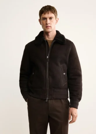 Bomber in pelle scamosciata 100% shearling
