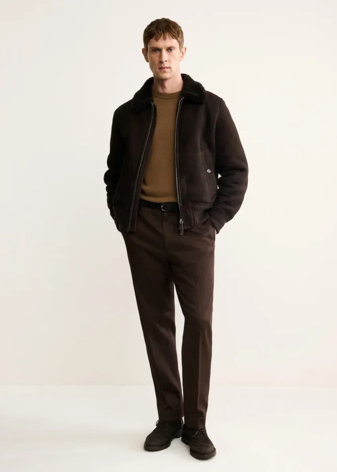 Bomber in pelle scamosciata 100% shearling Bomber in pelle scamosciata 100% shearling