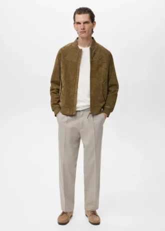 Bomber in pelle scamosciata