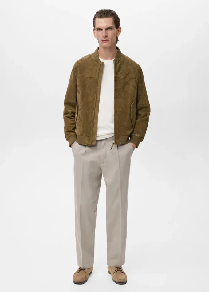 Bomber in pelle scamosciata Bomber in pelle scamosciata