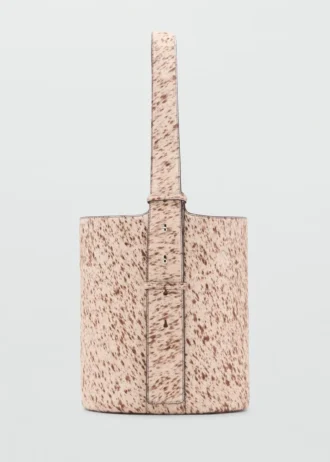 Borsa a secchiello in pelle e pelliccia