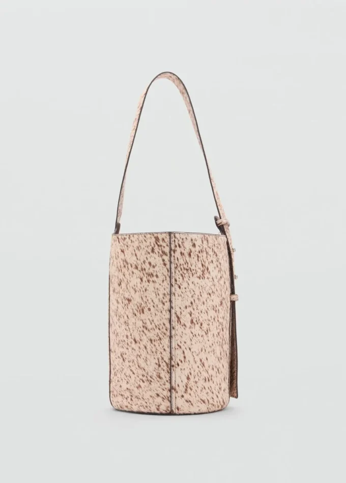 Borsa a secchiello in pelle e pelliccia Borsa a secchiello in pelle e pelliccia