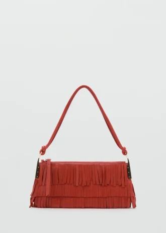 Borsa a tracolla in pelle con frange