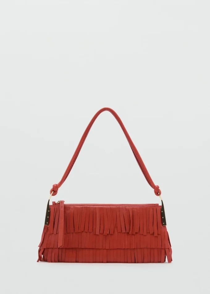 Borsa a tracolla in pelle con frange Borsa a tracolla in pelle con frange