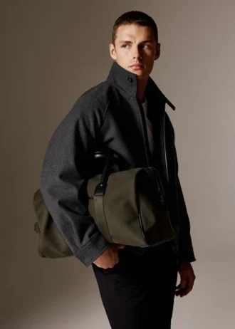 Borsa a tracolla in pelle e cotone