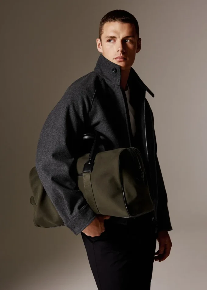 Borsa a tracolla in pelle e cotone