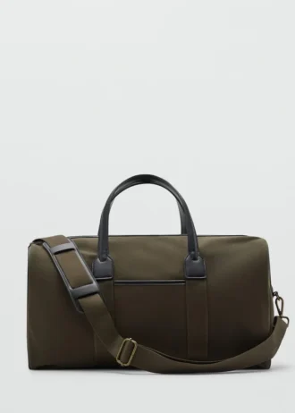 Borsa a tracolla in pelle e cotone