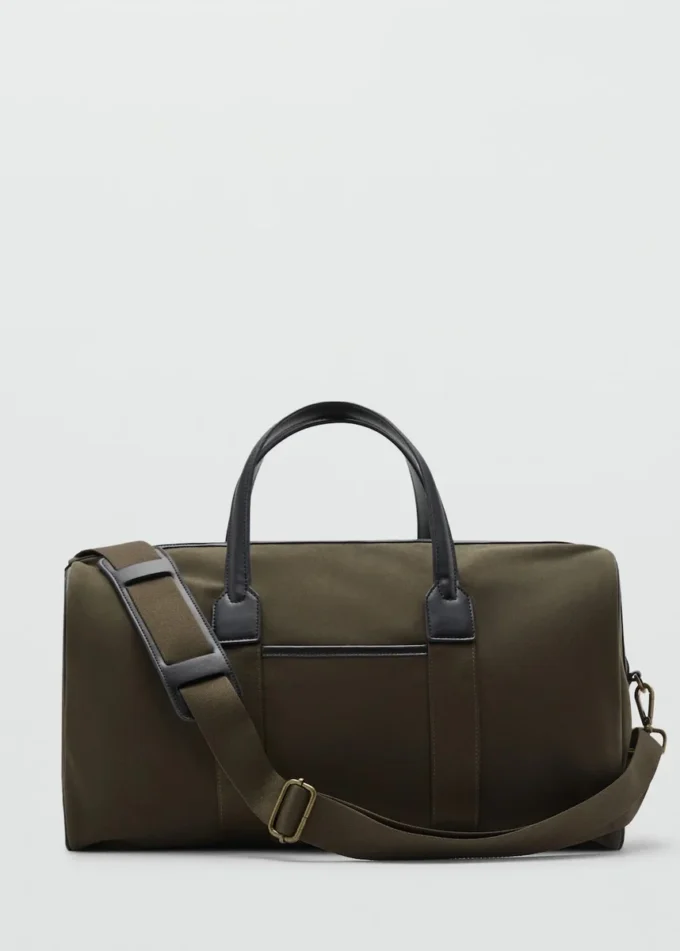 Borsa a tracolla in pelle e cotone