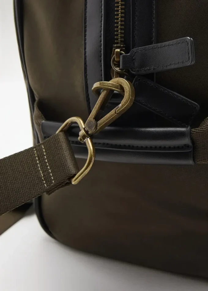 Borsa a tracolla in pelle e cotone