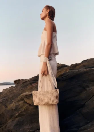 Borsa a tracolla intrecciata media