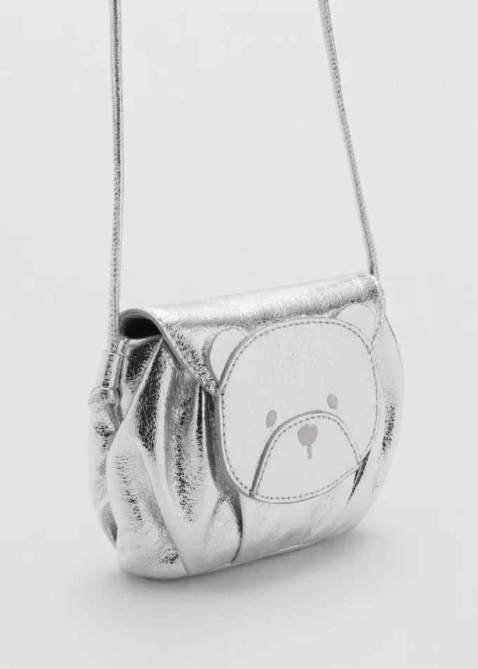 Borsa metallizzata con orsacchiotto Borsa metallizzata con orsacchiotto