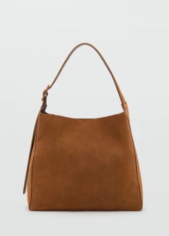 Borsa shopper grande in pelle scamosciata