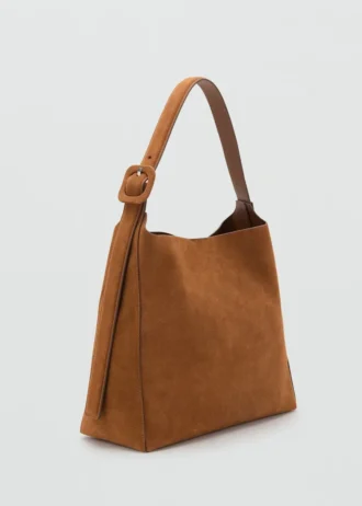 Borsa shopper grande in pelle scamosciata