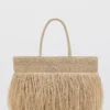 Borsa shopper in fibra naturale con nappine Borsa shopper in fibra naturale con nappine