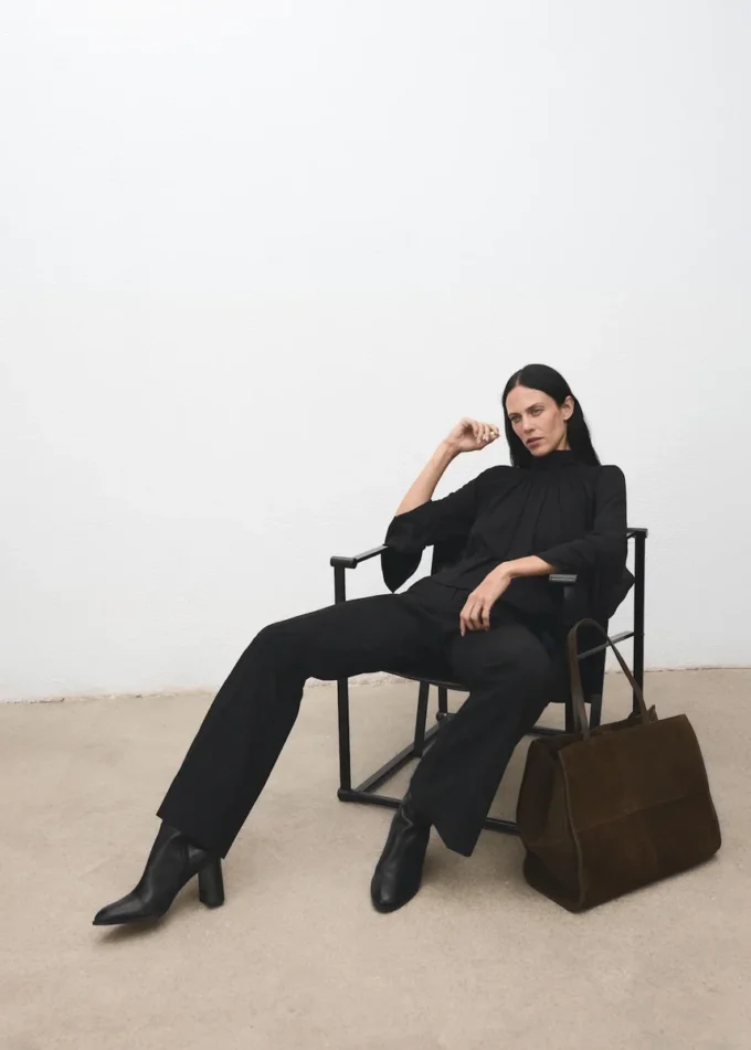 Borsa shopper in pelle scamosciata Borsa shopper in pelle scamosciata