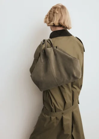 Borsa shopper in pelle scamosciata