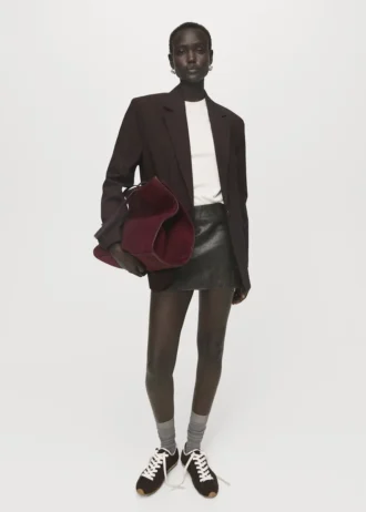 Borsa shopper in pelle scamosciata