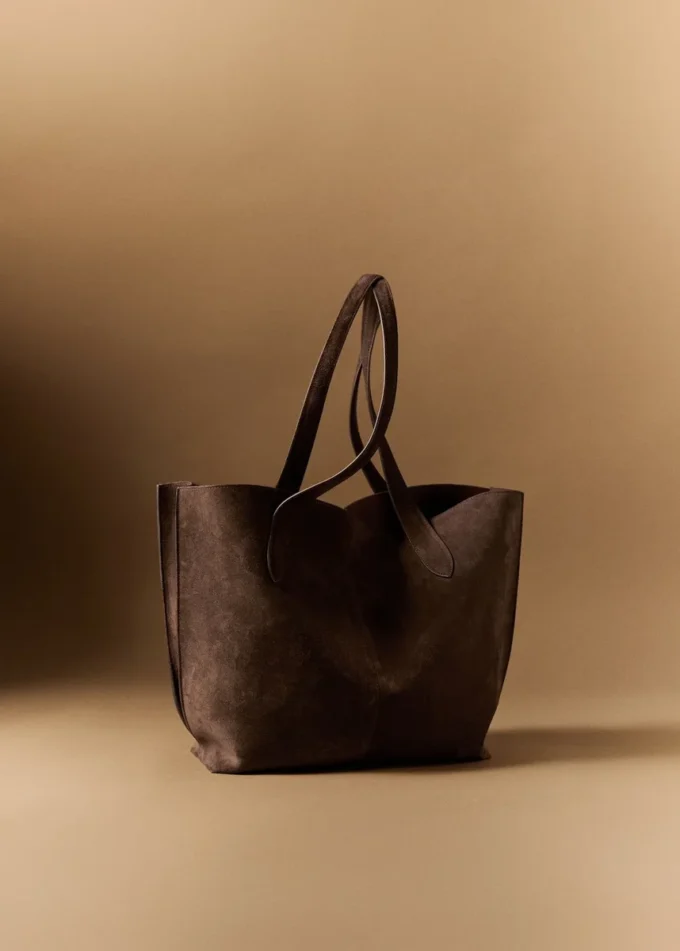 Borsa shopper in pelle scamosciata Borsa shopper in pelle scamosciata