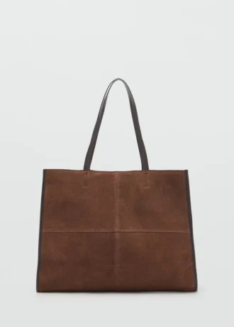 Borsa shopper in pelle scamosciata