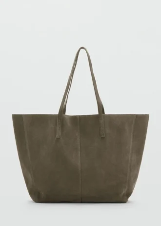 Borsa shopper in pelle scamosciata