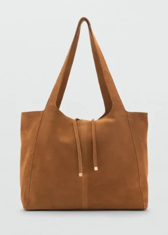 Borsa shopper in pelle scamosciata