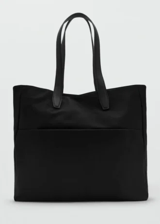 Borsa tote in cotone con tasca frontale