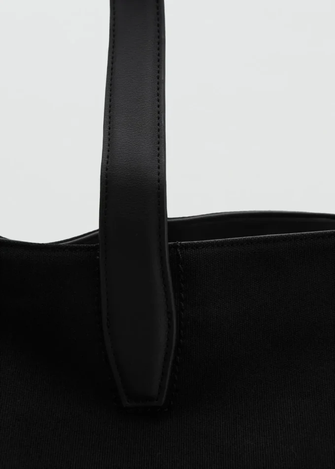 Borsa tote in cotone con tasca frontale Borsa tote in cotone con tasca frontale