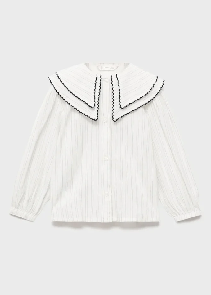Camicetta a righe con colletto Peter Pan Camicetta a righe con colletto Peter Pan