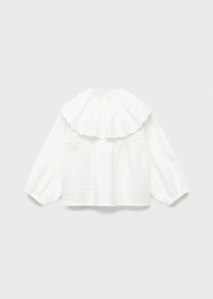 Camicetta con collo babydoll ricamato Camicetta con collo babydoll ricamato