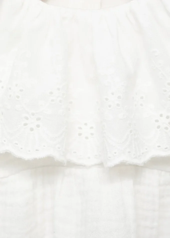 Camicetta con collo babydoll ricamato Camicetta con collo babydoll ricamato