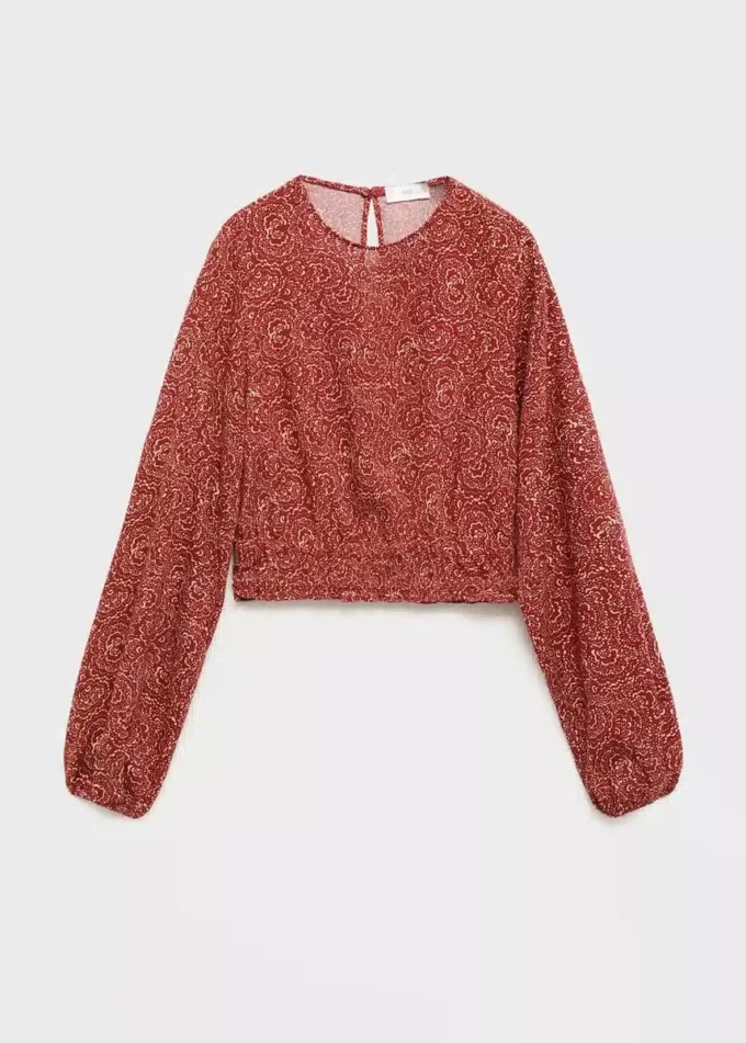 Camicetta con maniche a sbuffo stampate Camicetta con maniche a sbuffo stampate