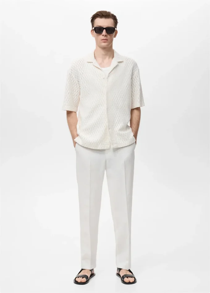 Camicetta in cotone con dettagli in pizzo Camicetta in cotone con dettagli in pizzo