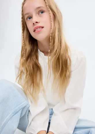 Camicetta in cotone con pizzo