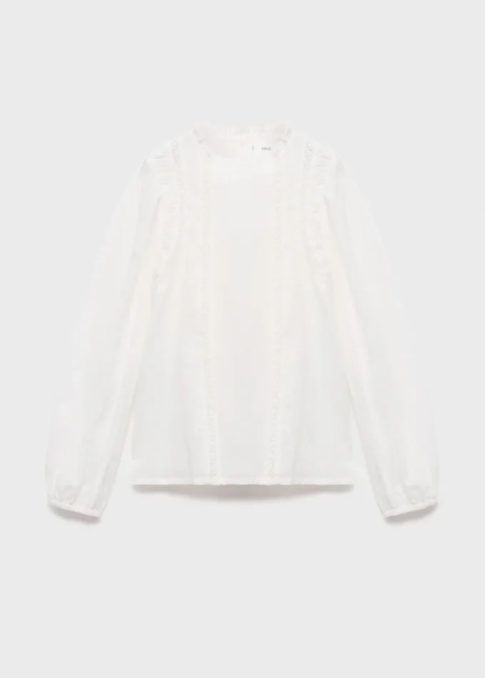 Camicetta in cotone con pizzo Camicetta in cotone con pizzo