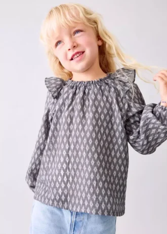 Camicetta in cotone con stampa etnica