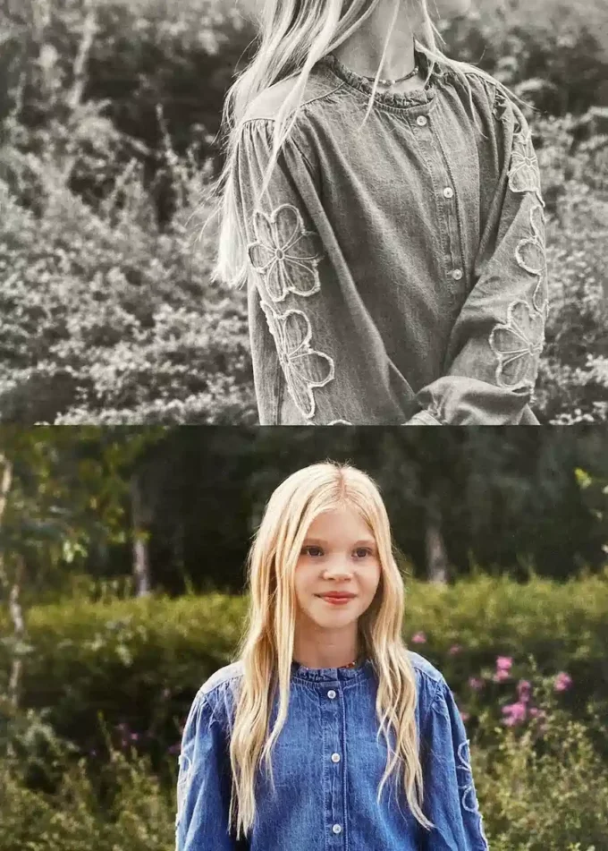 Camicetta in denim ricamata Camicetta in denim ricamata