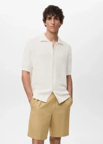 Camicetta in maglia di cotone con pizzo