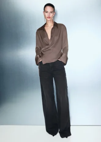 Camicetta incrociata in raso