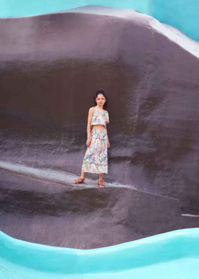 Camicetta stampata asimmetrica