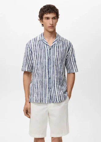 Camicia a maniche corte in cotone a righe