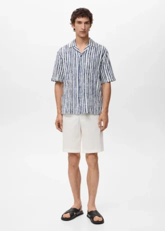 Camicia a maniche corte in cotone a righe