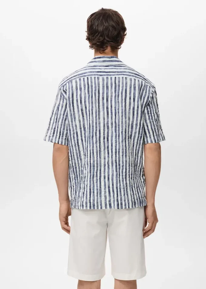 Camicia a maniche corte in cotone a righe Camicia a maniche corte in cotone a righe