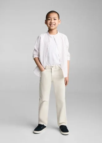 Camicia a righe con collo alla coreana