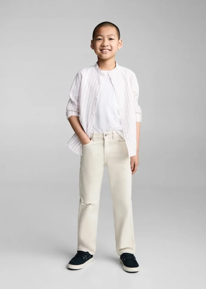 Camicia a righe con collo alla coreana Camicia a righe con collo alla coreana