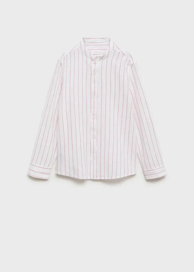 Camicia a righe con collo alla coreana Camicia a righe con collo alla coreana