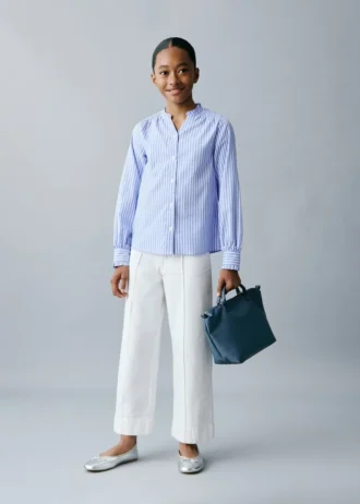 Camicia a righe con dettagli plissettati