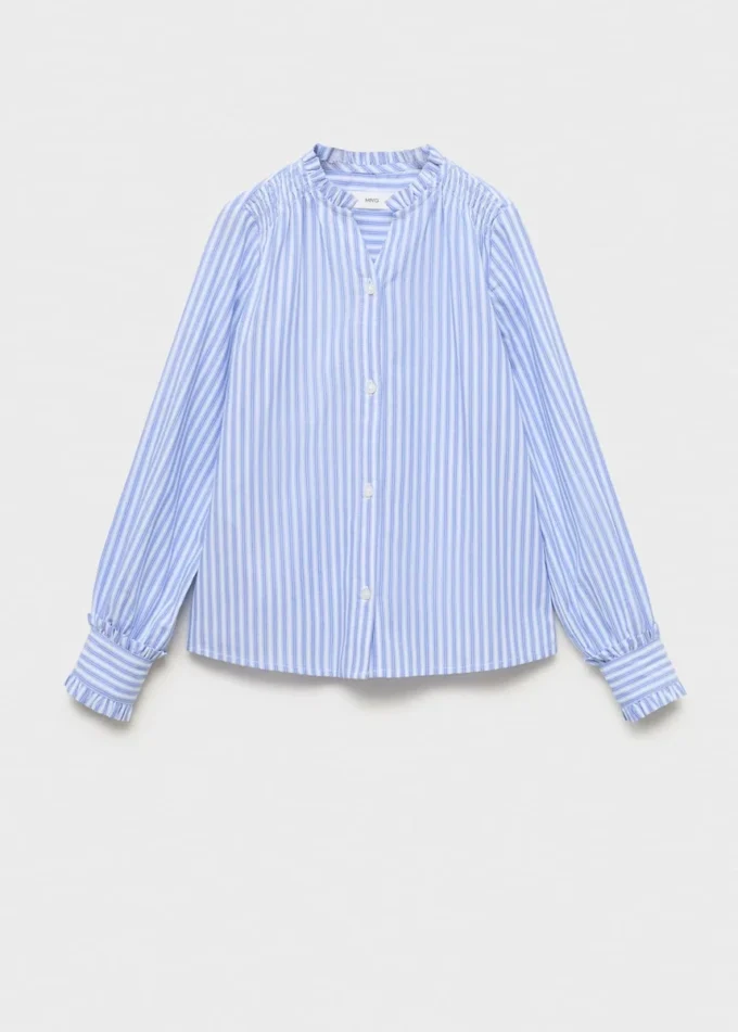 Camicia a righe con dettagli plissettati