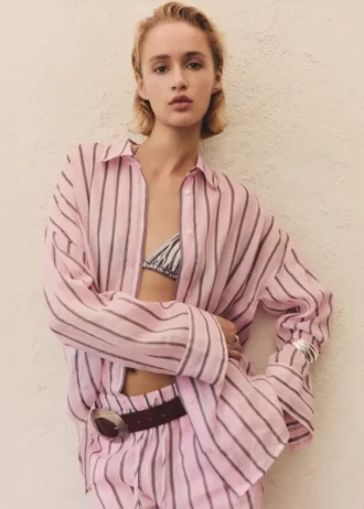 Camicia a righe in ramiè