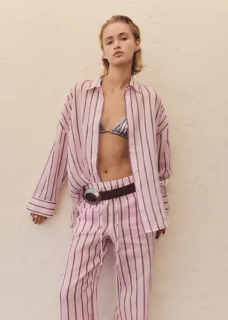 Camicia a righe in ramiè